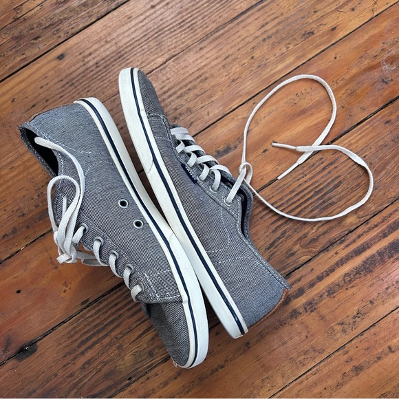 Navy & White Pinstripe Women’s Vans - Picture 7 of 8